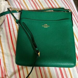 Coach Emerald Green Crossbody Bag with Gold Hardware
